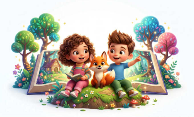 illustrate 3d children story book