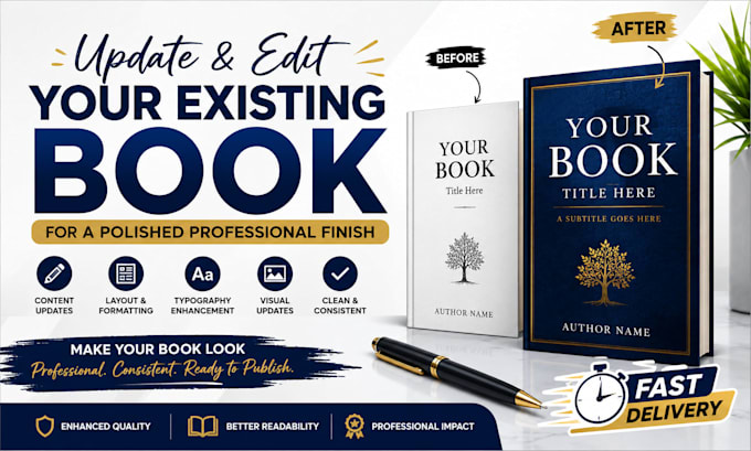 update and edit your existing book for a polished professional finish