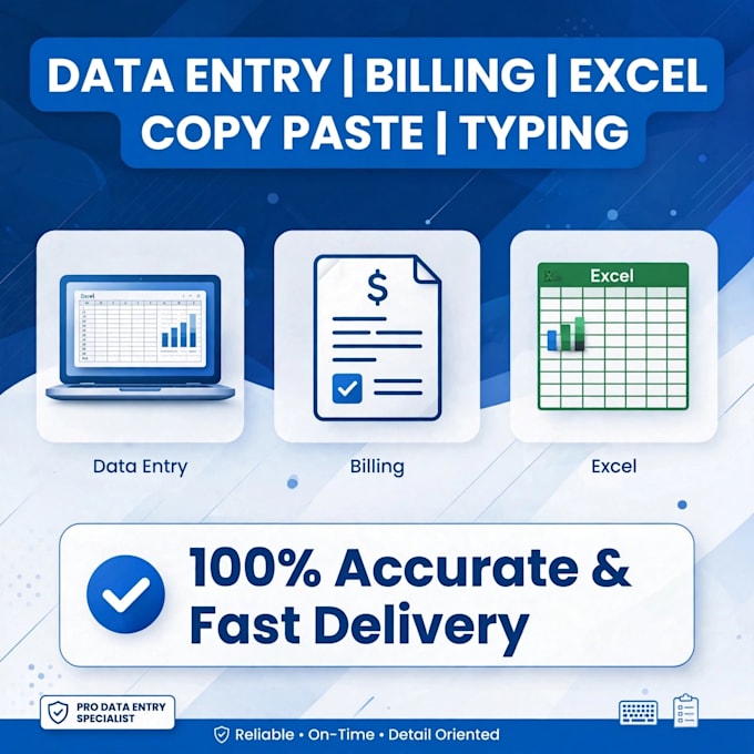 do data entry, copy paste, typing, excel and bpo work accurately