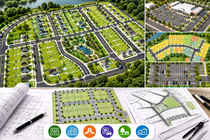 create land subdivision plans layout, site map, plot plan, iot layout, park plan