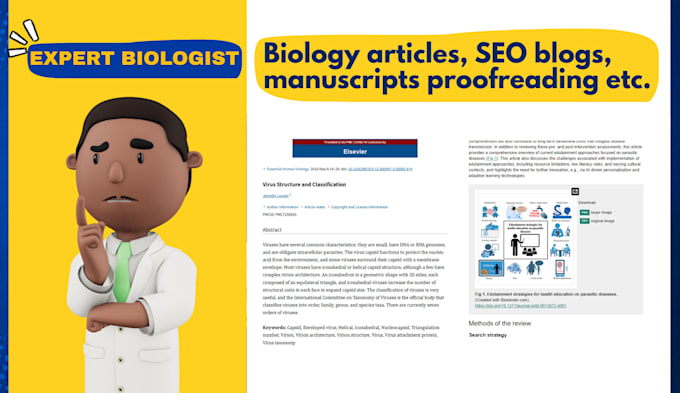 write biology articles, blogs, do manuscript proof reading