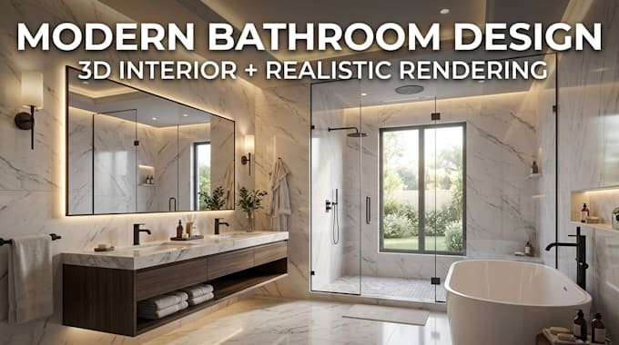 design modern bathroom interior, 3d design and realistic rendering