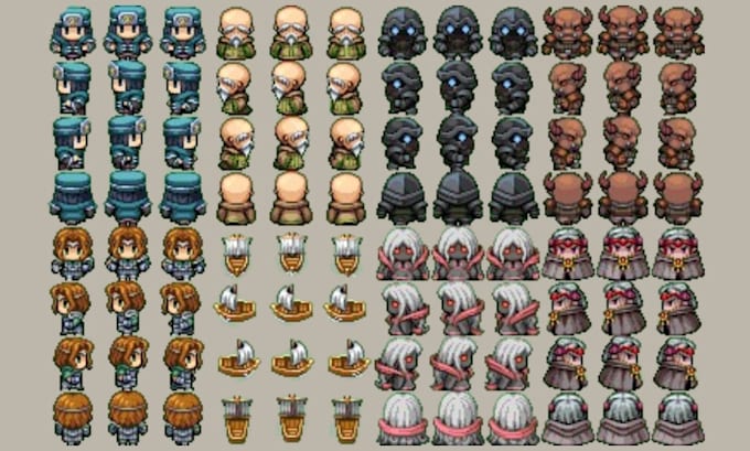 do pixel art character animation topdown spritesheet animation game assets