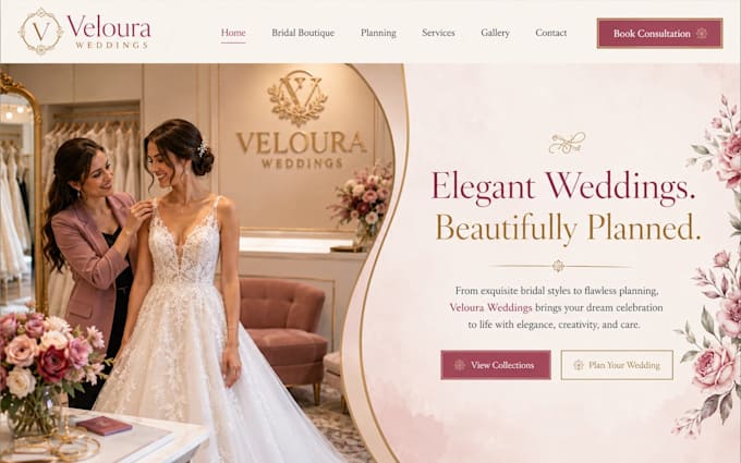 design squarespace website bridal boutique wedding plannerwebsite