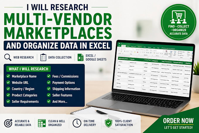 research multi vendor marketplaces in excel