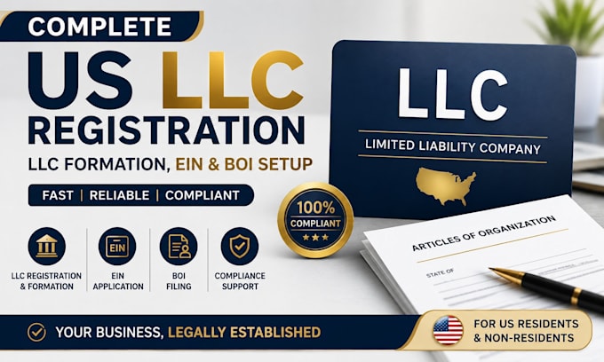 do your complete US llc registration, llc formation, ein and boi setup