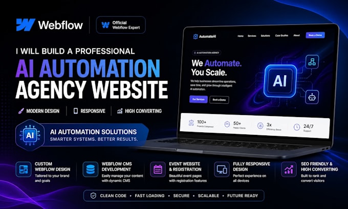 build a professional ai automation agency webflow event website cms development