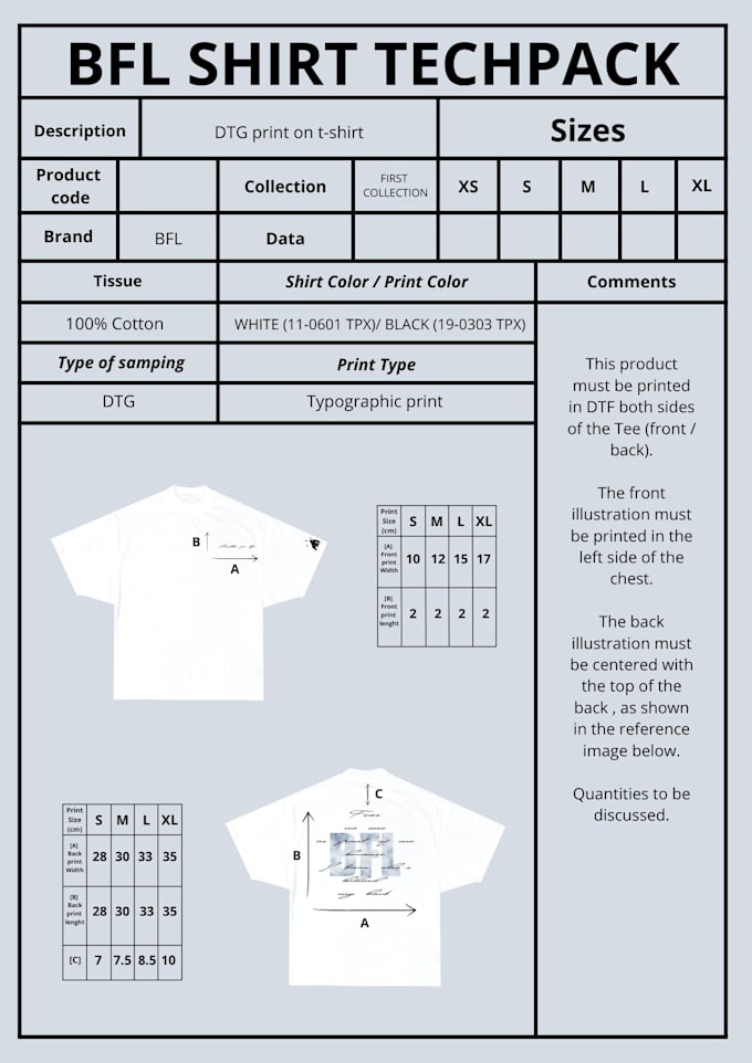 create a professional clothing tech pack for your brand