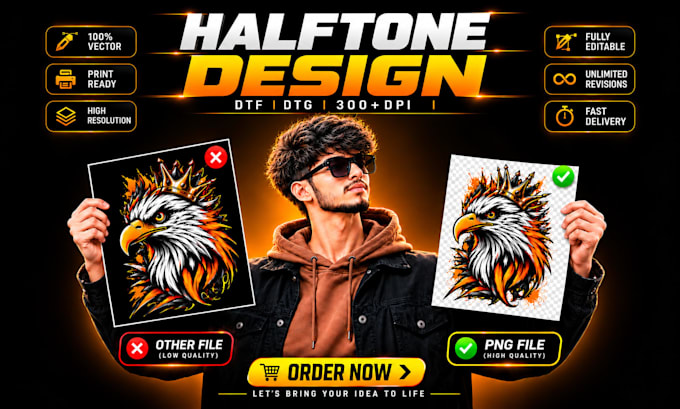 create dtf dtg halftone print ready files for t shirt printing