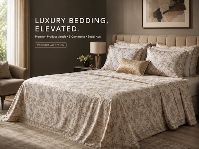 create professional bedsheet product ads
