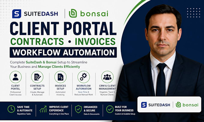 setup suitedash bonsai client portal contracts invoices workflow automation