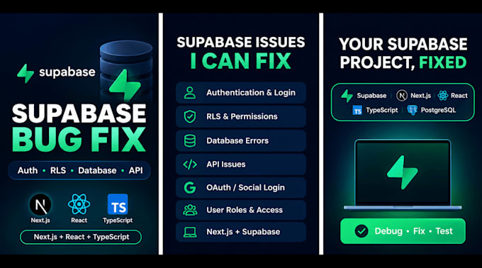 fix supabase auth, rls, database and API errors