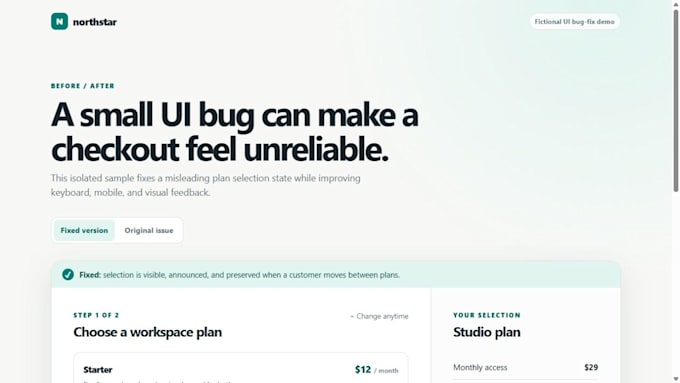 fix one reproducible HTML CSS or javascript UI bug