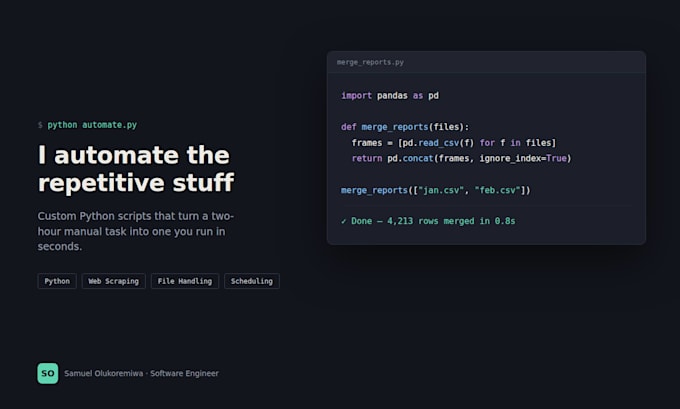 write a python script to automate your repetitive task