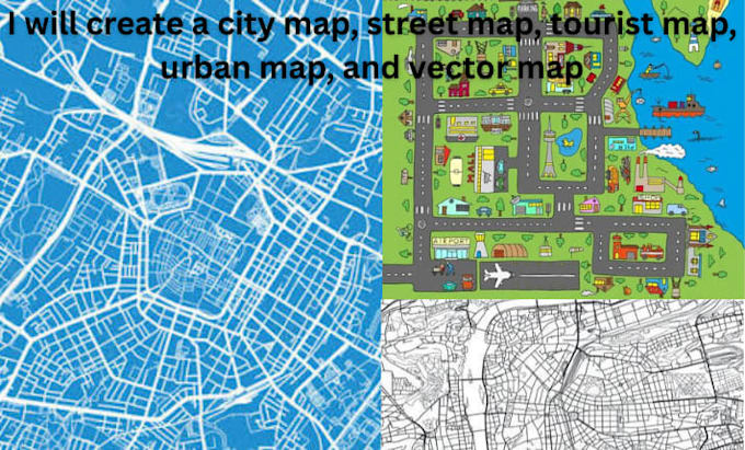 create a city map, street map, tourist map, urban map, and vector map