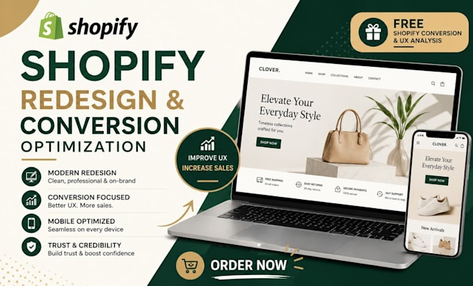 redesign shopify store, website and product pages for conversions and basic cro