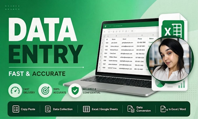 do accurate data entry, copy paste, and PDF to excel conversion