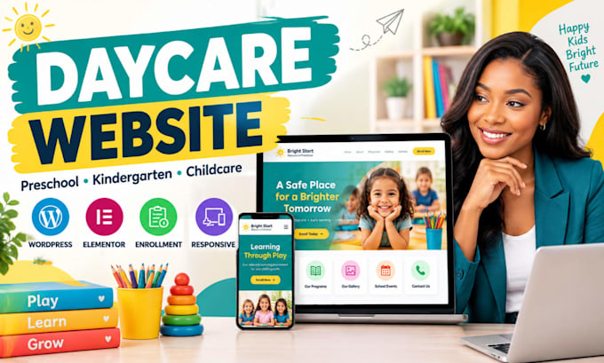 develop daycare website, kindergarten, preschool website, educational website