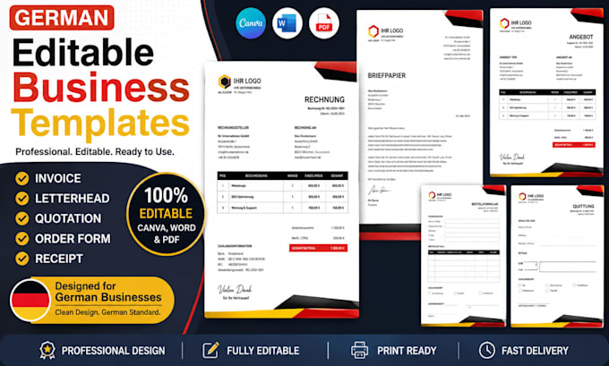 design german editable invoice letterhead quotation order form template receipt