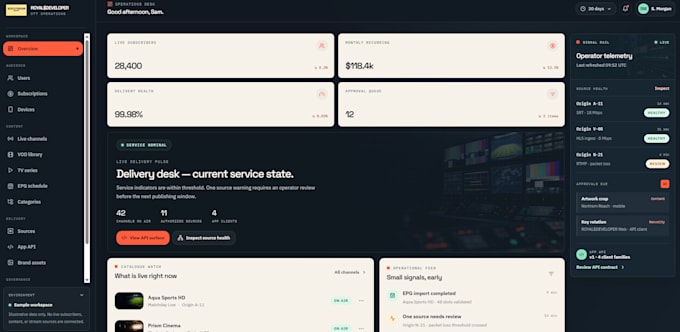 fix ott panel script errors, develop custom iptv backend and API