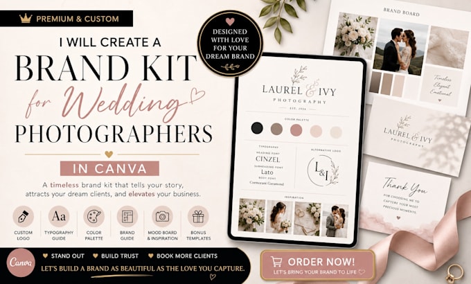 create a brand kit for wedding photographers in canva