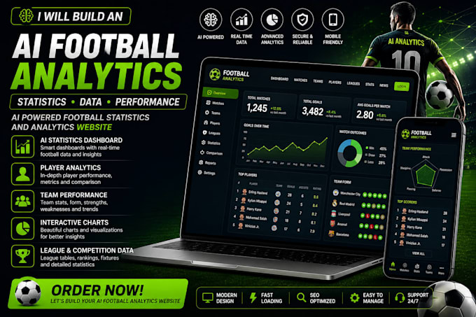 build an ai football statistics, data and analytics website