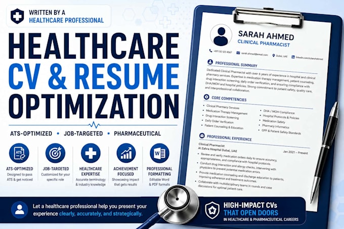 write and optimize cvs for pharmacists and healthcare professionals