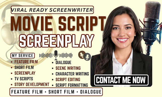 write movie script screenplay feature film short and film script with dialogue