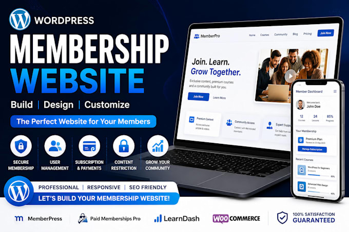 build wordpress membership lms website with memberpress and learndash
