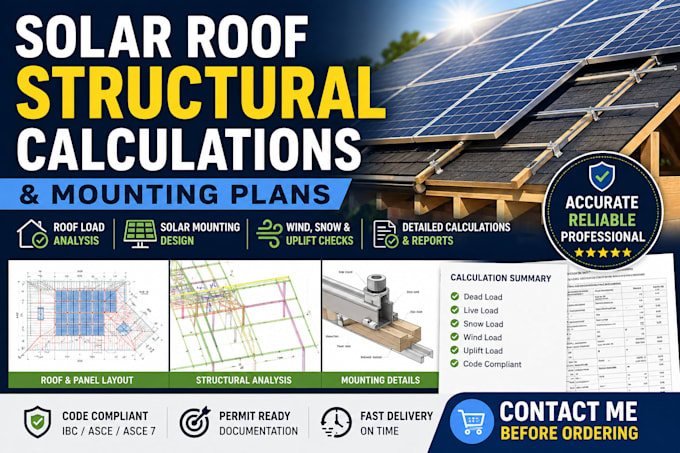 design solar roof structural calculations and mounting plans