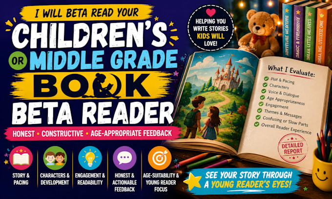 beta read your childrens or middle grade book with honest feedback
