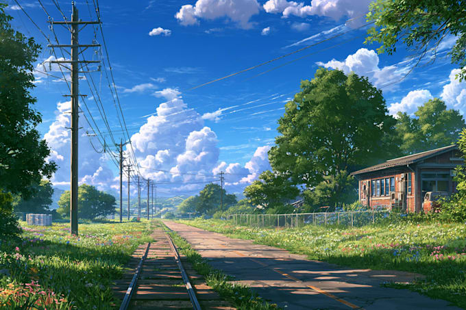 draw anime background, 2d environment, landscape
