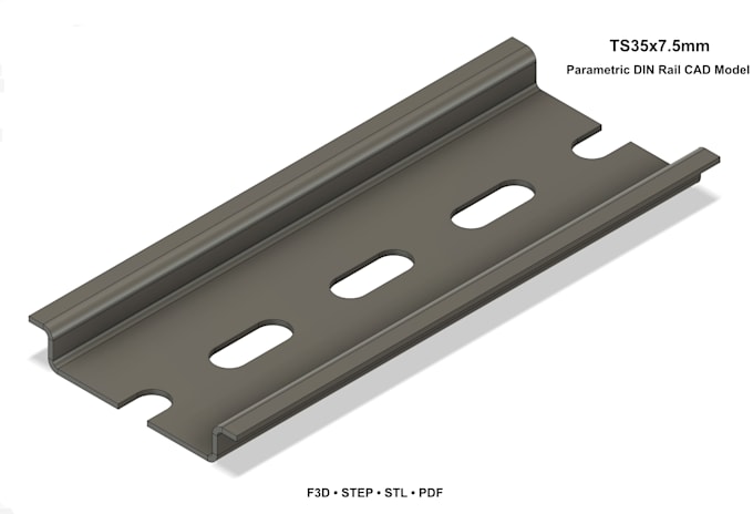 ts35 x 7,5 mm din rail  parametric cad model