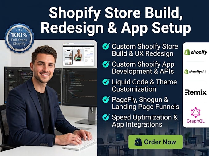 build shopify store, design redesign shopify website, shopify app development