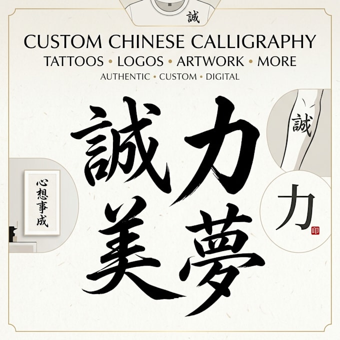 write custom chinese calligraphy for tattoo and any uses
