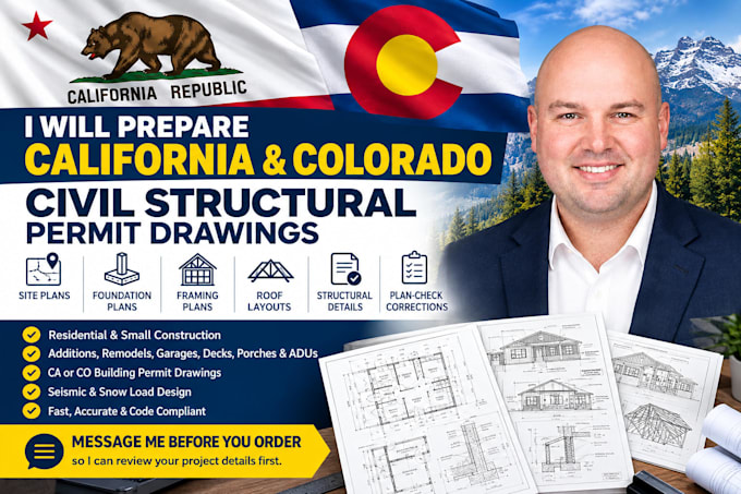 prepare california and colorado civil structural permit drawings