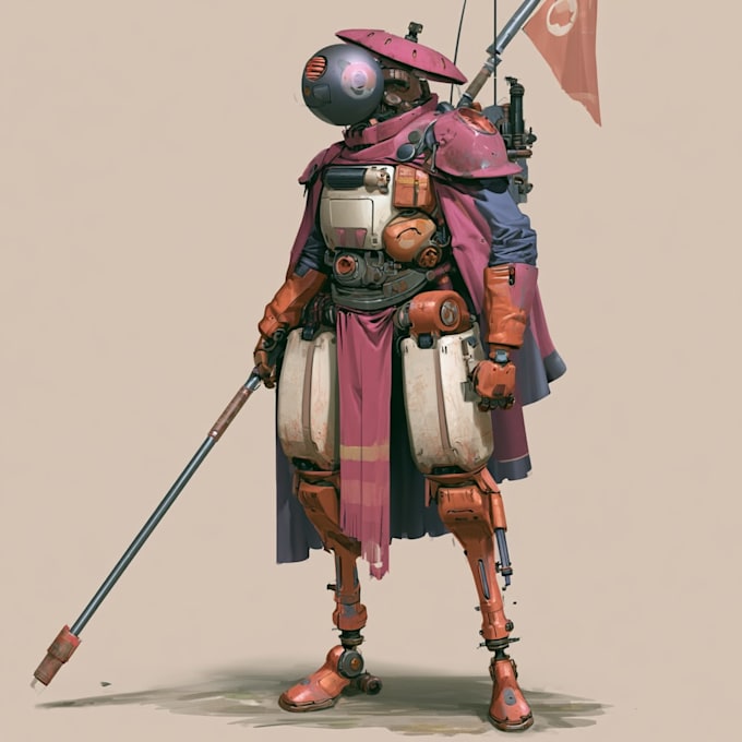 design futuristic robots, mecha and armored characters
