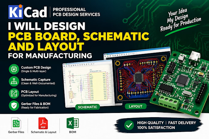 design pcb board, schematic and layout for manufacturing