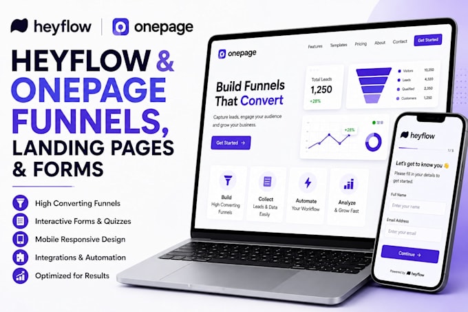 build heyflow and onepage io funnel, and contact form for lead generation