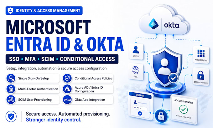 setup microsoft entra id, okta, azure ad, sso, mfa, scim and conditional access