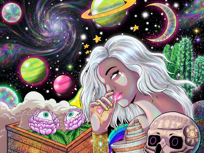 create psychedelic trippy pop art poster cover
