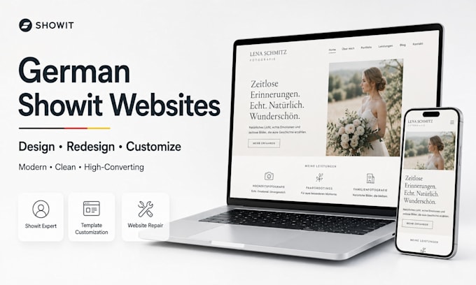 design german showit website redesign showit template customize showit repair
