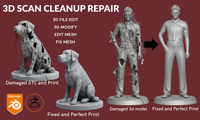 repair mesh, stl files, fix 3d models stl scan cleanup modify 3d model printing