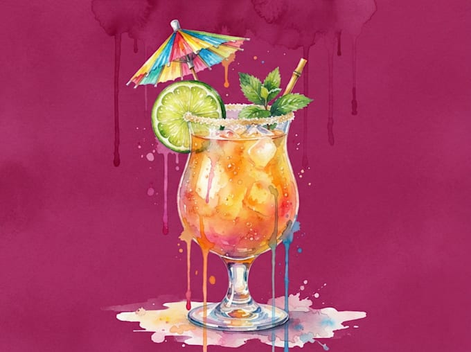 draw food, drink, fruit, vegetables illustration