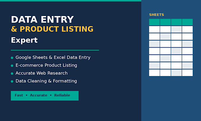 do data entry and product listing in google sheets