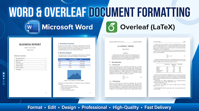 format and design ms word and latex overleaf documents