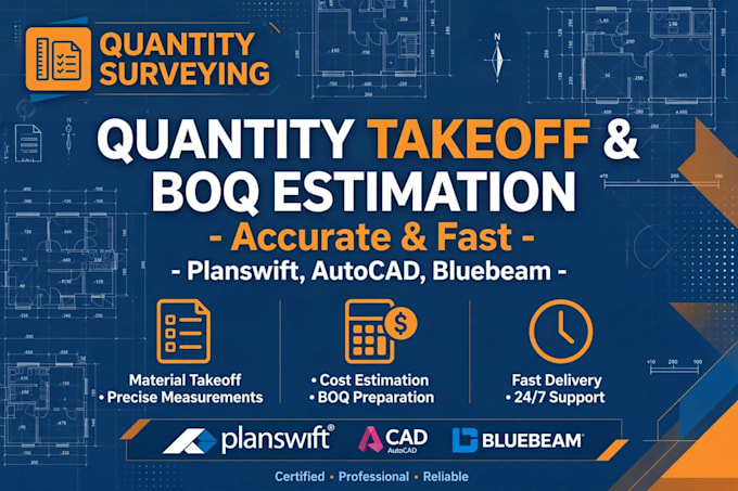 do boq and quantity takeoff from planswift in 24hrs