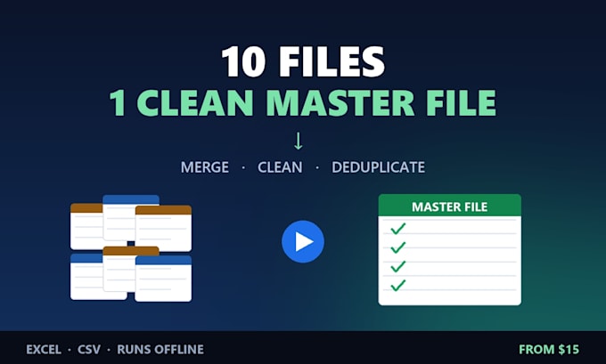 merge multiple excel or csv files into one clean master file