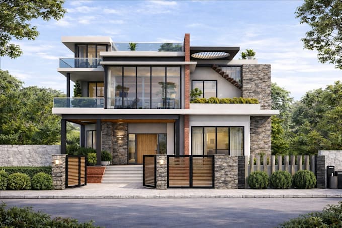 do realistic 3d exterior design and rendering
