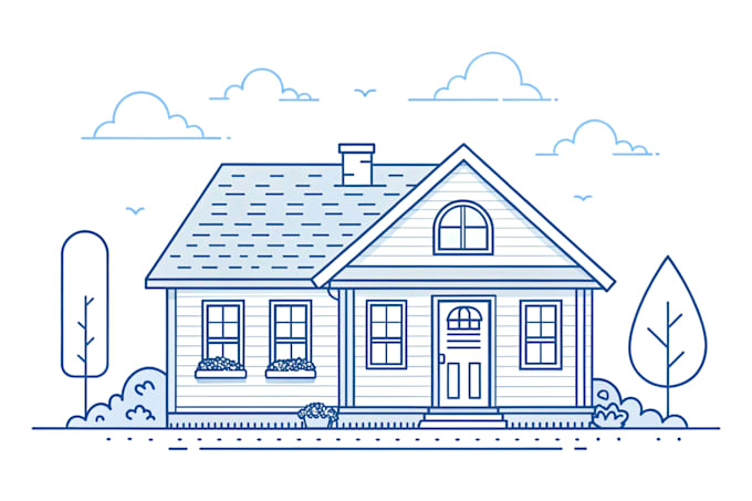 draw a place or building in minimal line art